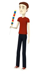 3d render of cartoon character with lollipop