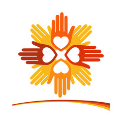 United loving hands with copy space vector.