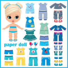 Paper doll with clothes set
