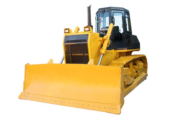 The modern yellow bulldozer