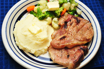 Pork Chop Dinner with Side Dishes