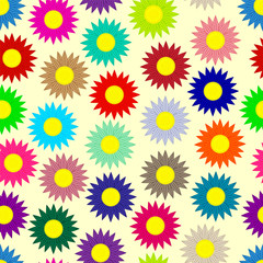 Seamless background. Colored daisies