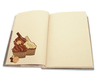Recipe book ilustrated with cupcakes