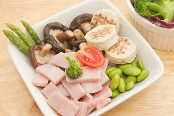 ham salad and mix vegetable