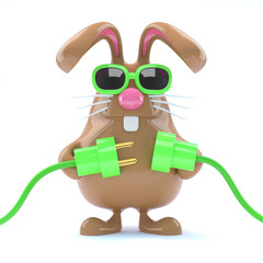 Chocolate bunny plugs in the green energy © Steve Young