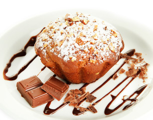 Tasty muffin cake with powdered sugar