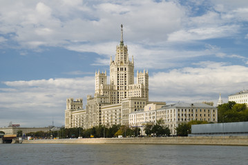 High rise building on the coast waterfront. Moscow