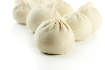 Raw khinkali, isolated on white