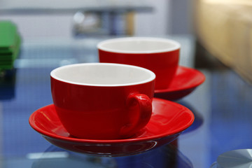 Two cups of coffee on office table