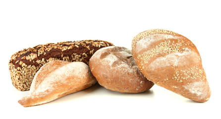 Composition with bread, isolated on white