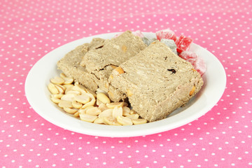 Tasty halva  on table close-up