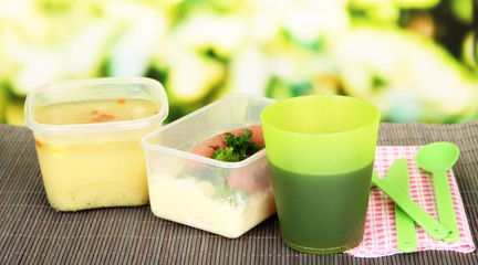 Tasty lunch in plastic containers,