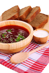 Delicious borsch isolated on white