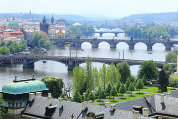 Fototapeta na wymiar Spring Prague Bridges, Czech Republic