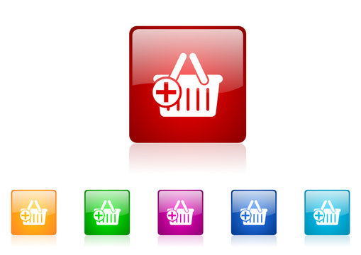shopping cart vector glossy web icon set