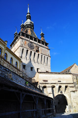 View in the morning of the Clock Tower at Sighisoara Citadel in