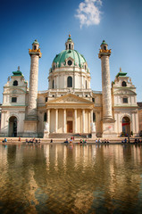 Fototapeta na wymiar Vienna (Austria) | St. Charles's Church (Karlskirche)