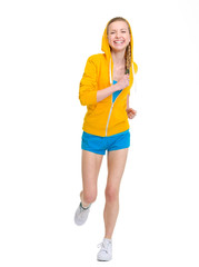Happy teenager girl running