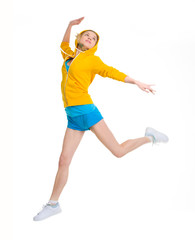 Fototapeta na wymiar Happy teenager girl jumping