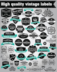 Obraz premium Set of vintage retro labels, stamps, ribbons, marks, vector