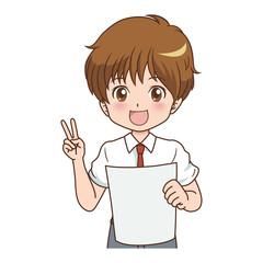 男の子/Vサイン