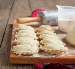 Making of pierogi with potato (Vareniki. Russian food)