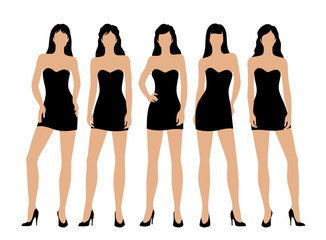 Women in little black dress