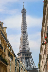 Part of Eiffel Tower on the street in Paris, France - 52344868