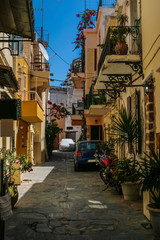Traditional colorful street in Chania, Greece