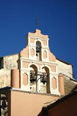 Fototapeta premium church tower with bells in Corfu island, Greece
