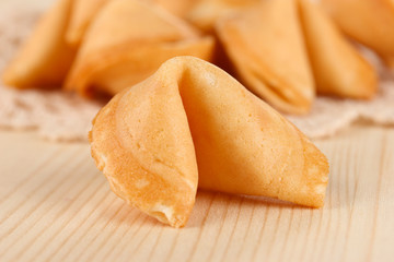 Fortune cookies on wooden table