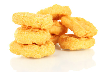 Fried chicken nuggets isolated on white