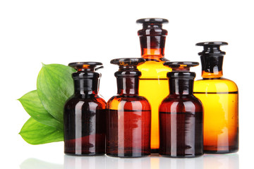 Medicine bottles isolated on white