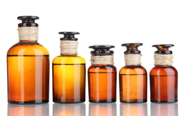 Medicine bottles isolated on white