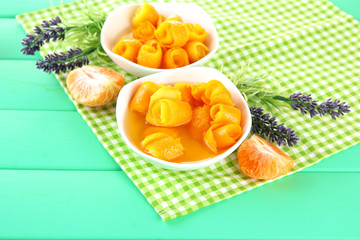 Orange jam with zest and tangerines