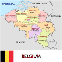Obraz premium Belgium Europe emblem map symbol administrative divisions