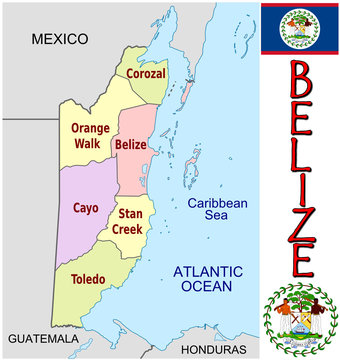 Belize  America emblem map symbol administrative divisions
