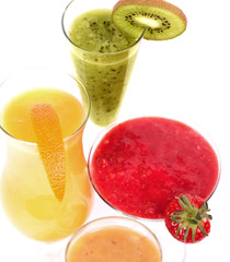 Fresh fruit juice cocktails  in a glass.