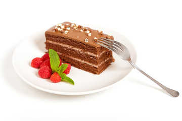 Fresh Chocolate Fudge Cake with Raspberries