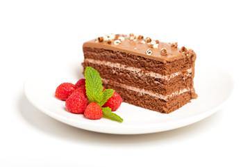 Fresh Chocolate Fudge Cake with Raspberries