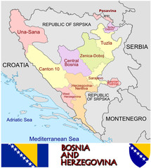 Bosnia Herzegovina emblem map symbol administrative divisions