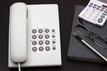 telephone white on a table