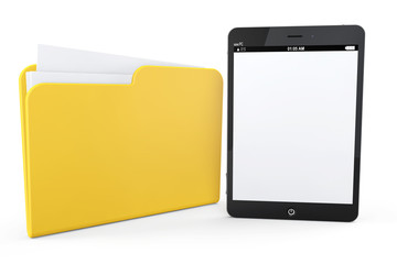 Tablet PC with yellow folder