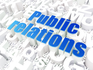Marketing concept: Public Relations on alphabet background