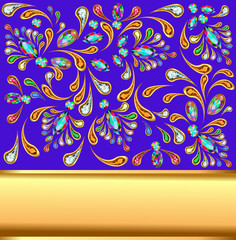 background with precious stones and gold band