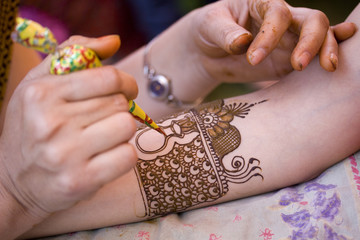 henna application, wedding, bride , Rajasthan, India