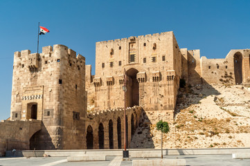 Entrance to The Aleppo Citadel - obrazy, fototapety, plakaty