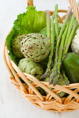 green vegetables in basket