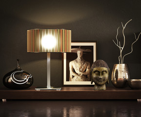 Arredo con buddha chiaro scuro