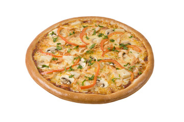mozzarella pizza with chicken and pineapple
